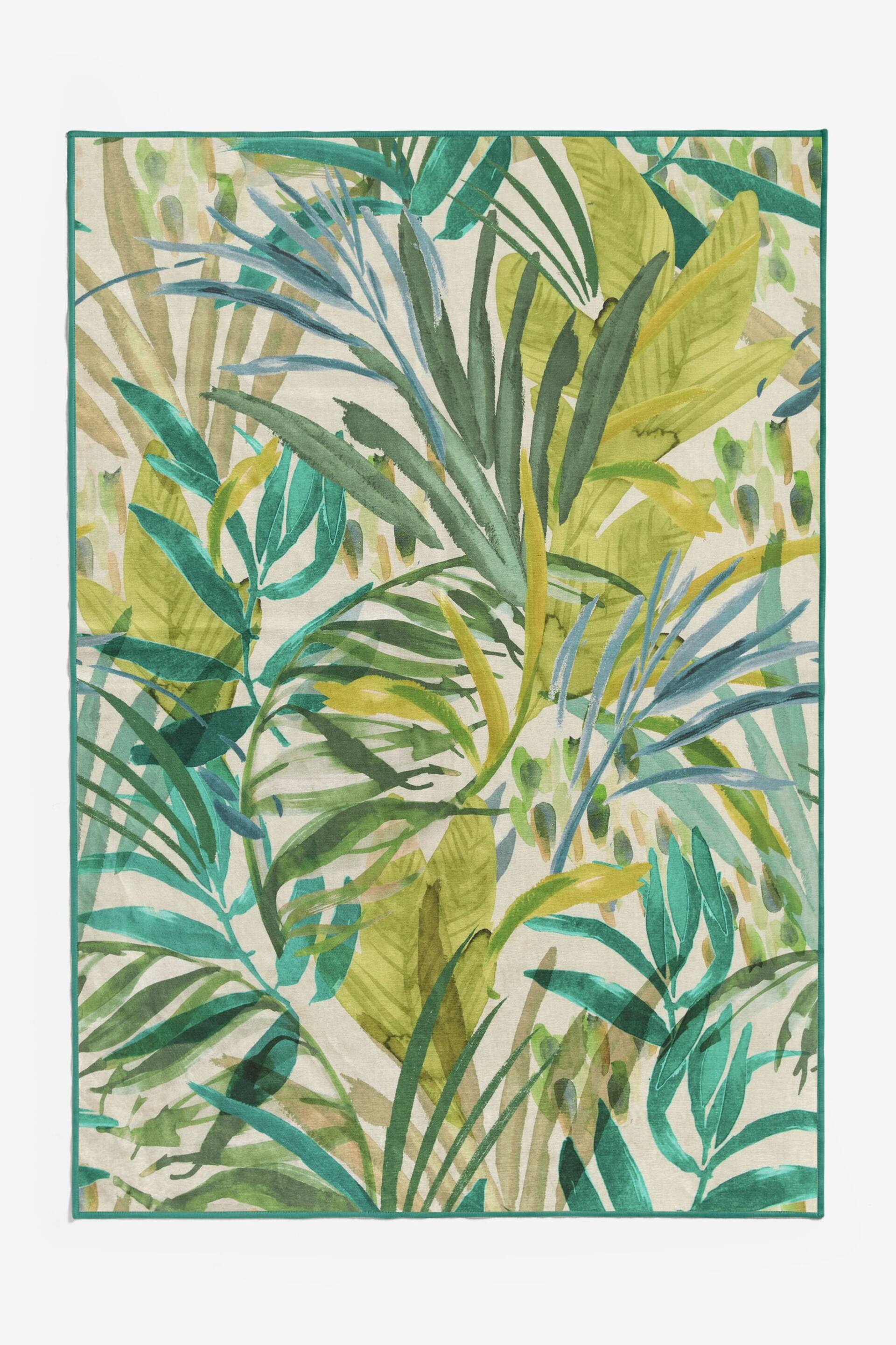 Green Washable Palm Leaf Rug - Image 7 of 9