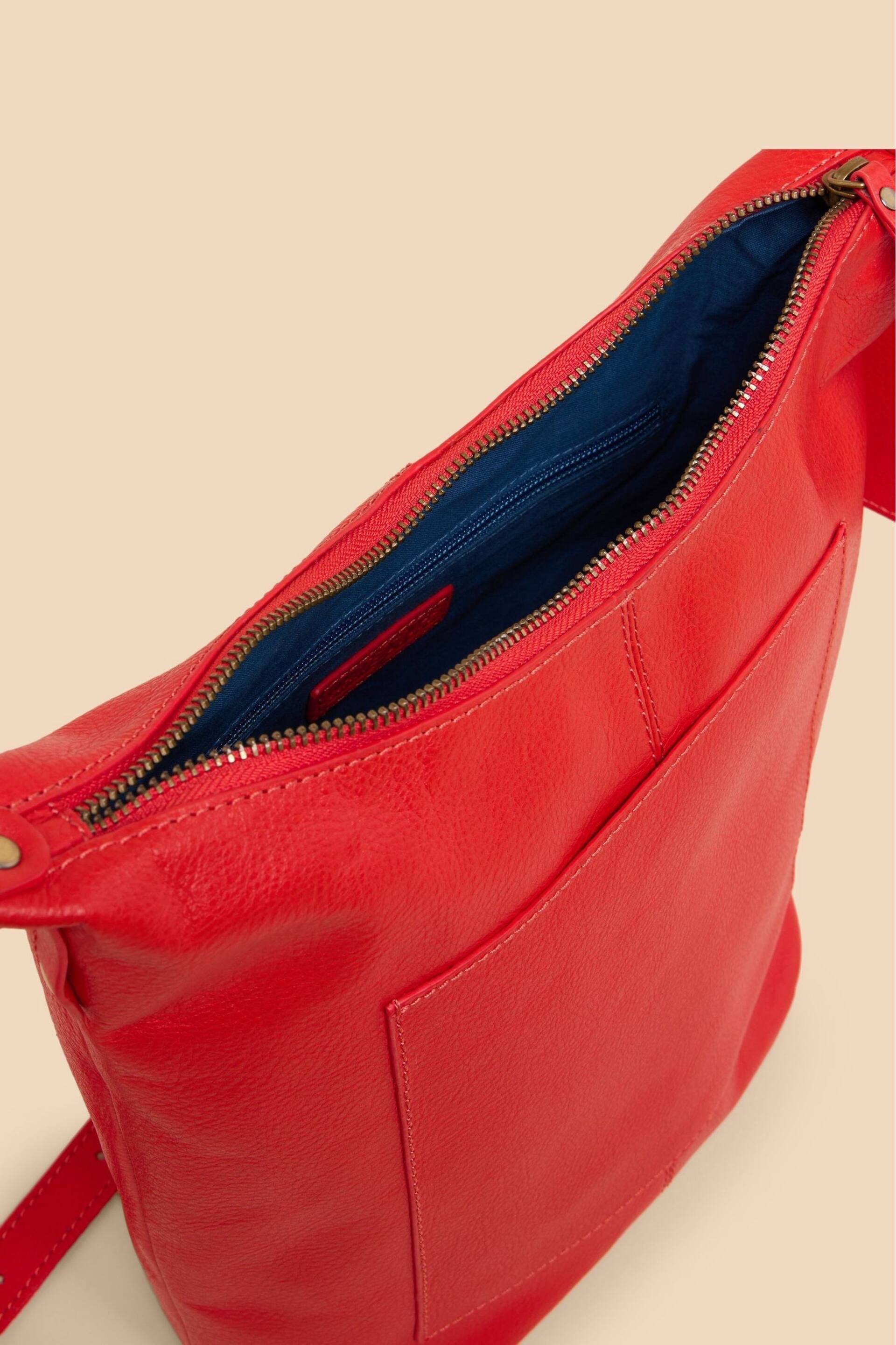 White Stuff Orange Fern Leather Cross-Body Bag - Image 4 of 5