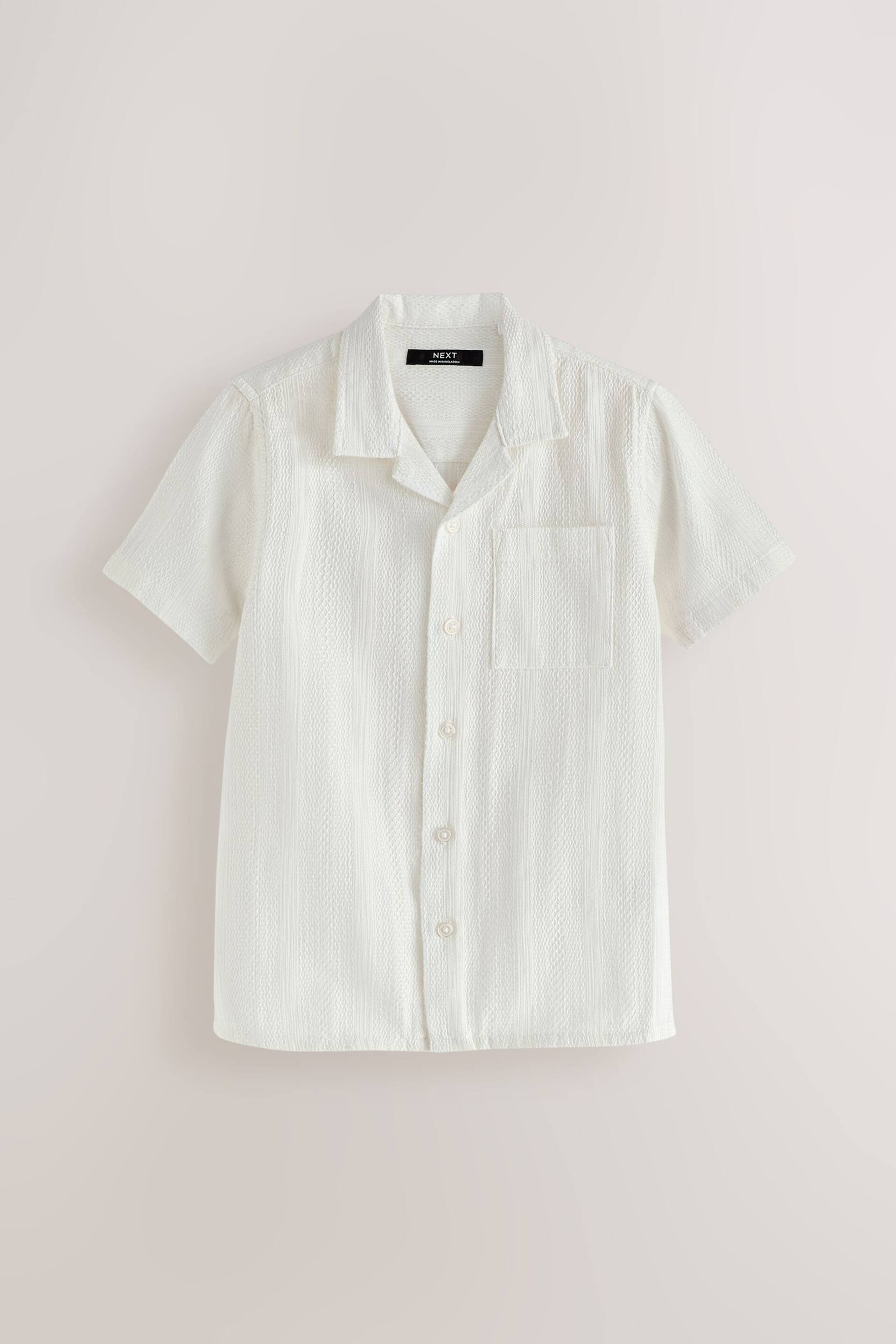 White Short Sleeves Textured Stripe Shirt (3-16yrs) - Image 1 of 4