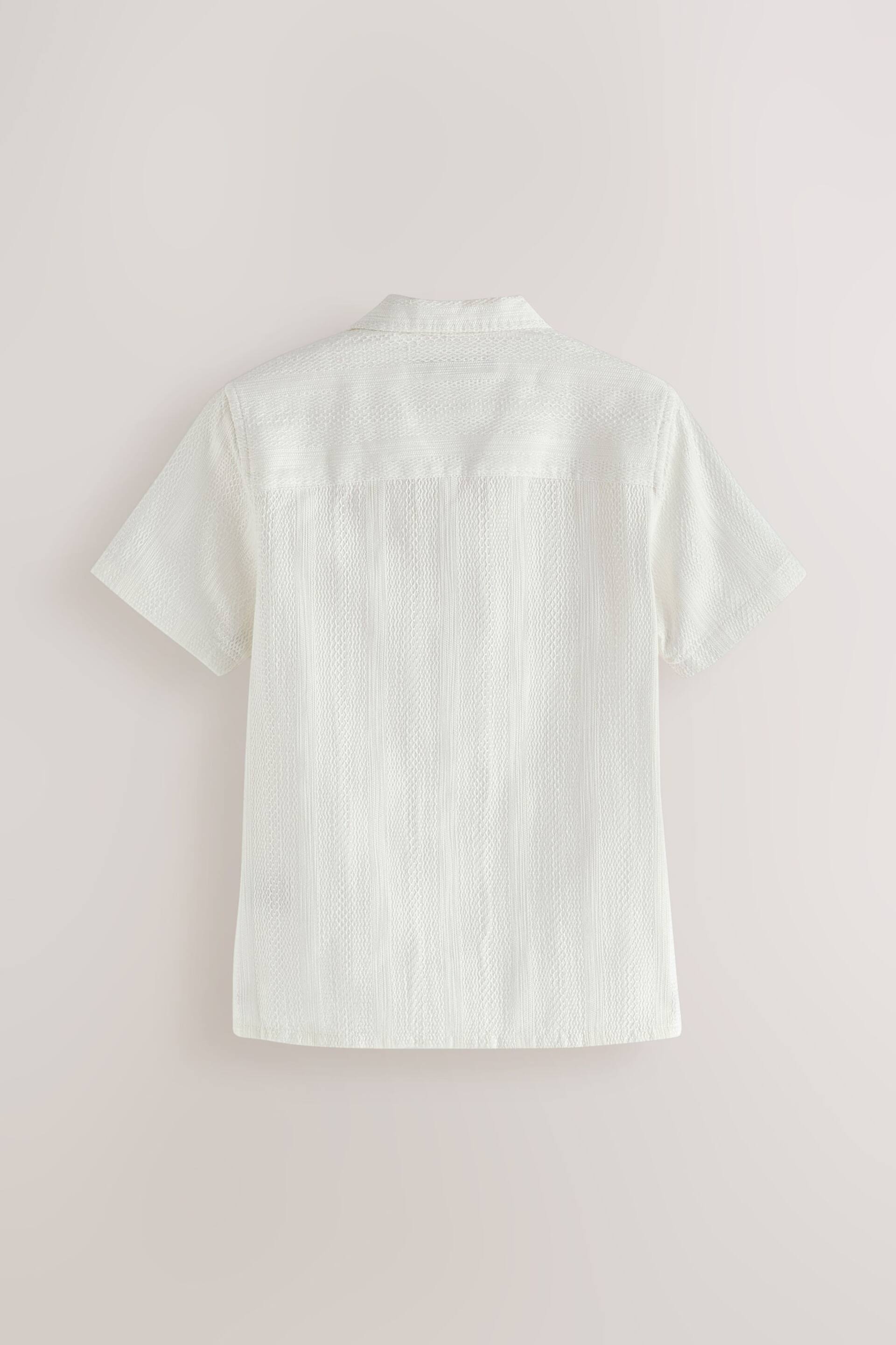 White Short Sleeves Textured Stripe Shirt (3-16yrs) - Image 2 of 4