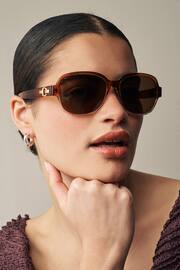 Toffee Brown Polarised Small Square Sunglasses - Image 1 of 5