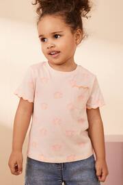 Fluro Pink Flower Short Sleeve Scallop T-Shirt (3mths-7yrs) - Image 1 of 7