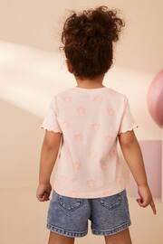 Fluro Pink Flower Short Sleeve Scallop T-Shirt (3mths-7yrs) - Image 3 of 7