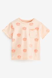 Fluro Pink Flower Short Sleeve Scallop T-Shirt (3mths-7yrs) - Image 5 of 7
