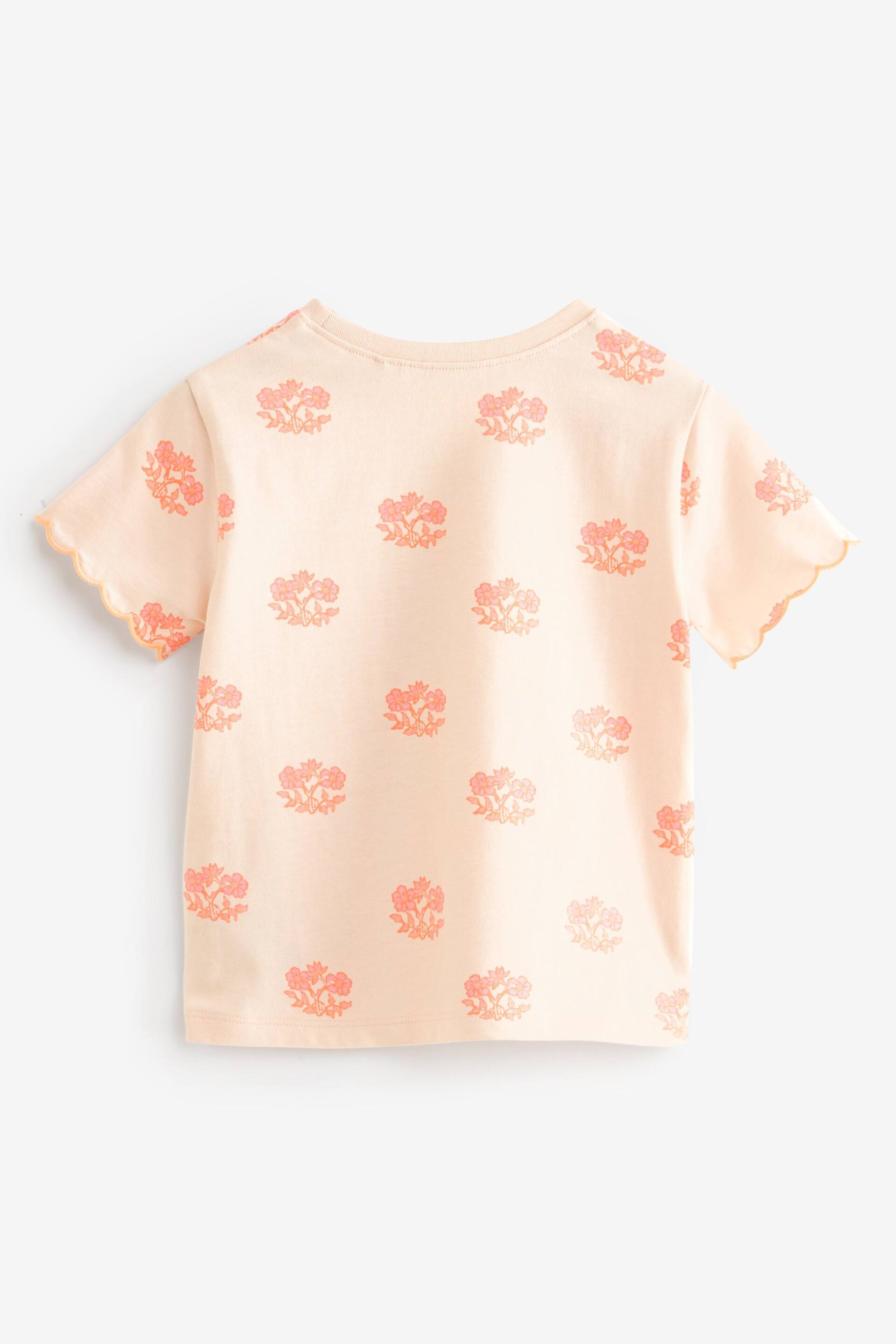 Fluro Pink Flower Short Sleeve Scallop T-Shirt (3mths-7yrs) - Image 6 of 7