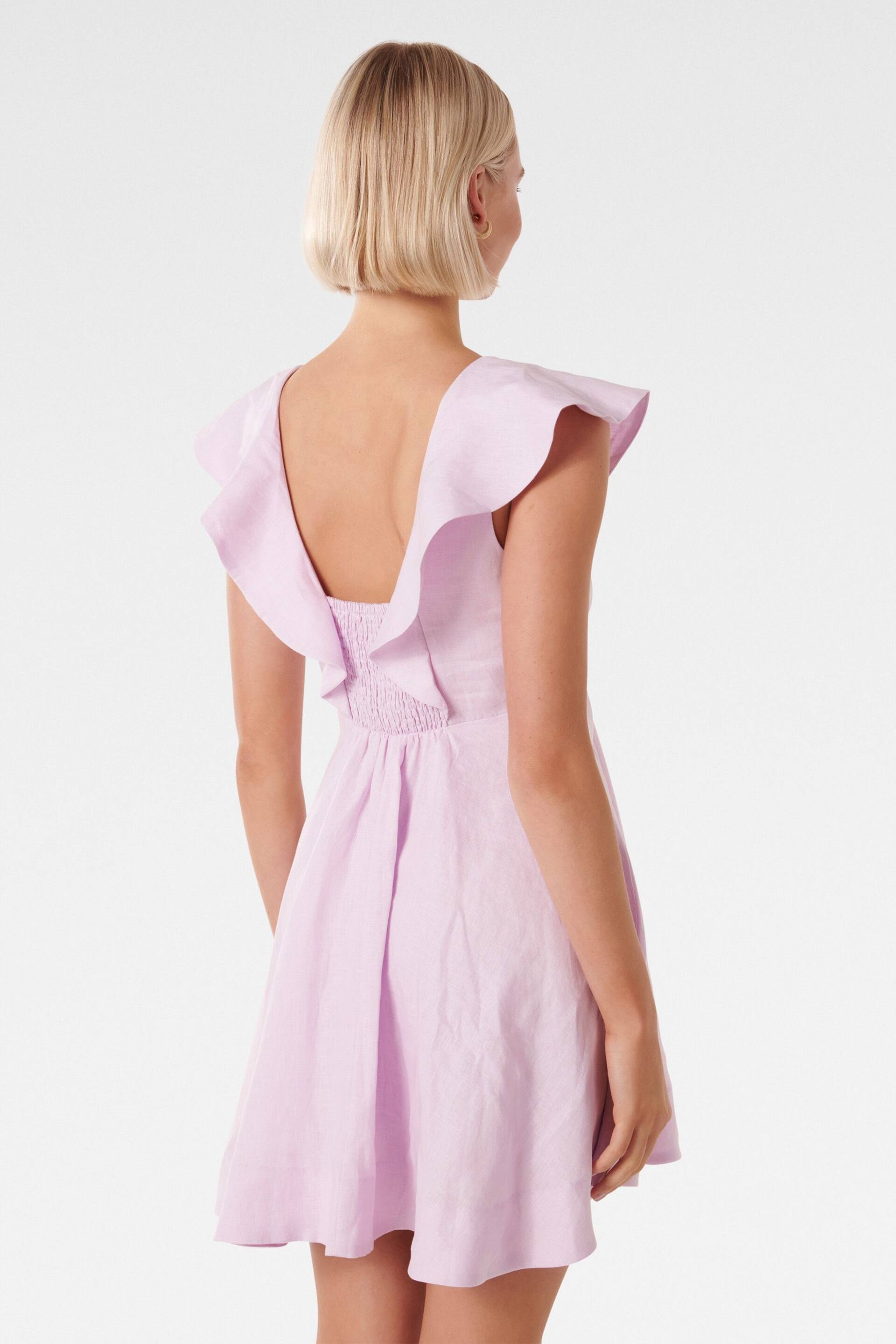 Forever New Purple Pure Linen Maddie Twist Front Mini Dress - Image 2 of 5