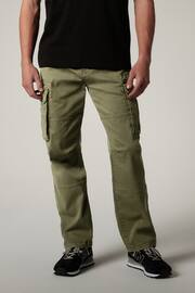 Khaki Green Straight Authentic Stretch Cotton Blend Cargo Trousers - Image 1 of 10