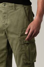 Khaki Green Straight Authentic Stretch Cotton Blend Cargo Trousers - Image 5 of 10