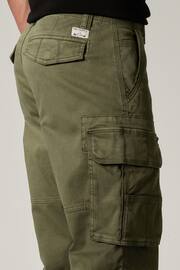 Khaki Green Straight Authentic Stretch Cotton Blend Cargo Trousers - Image 6 of 10