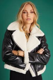 Another Sunday Bonded Aviator Jacket With Faux Fur Lining In Black - Image 1 of 6