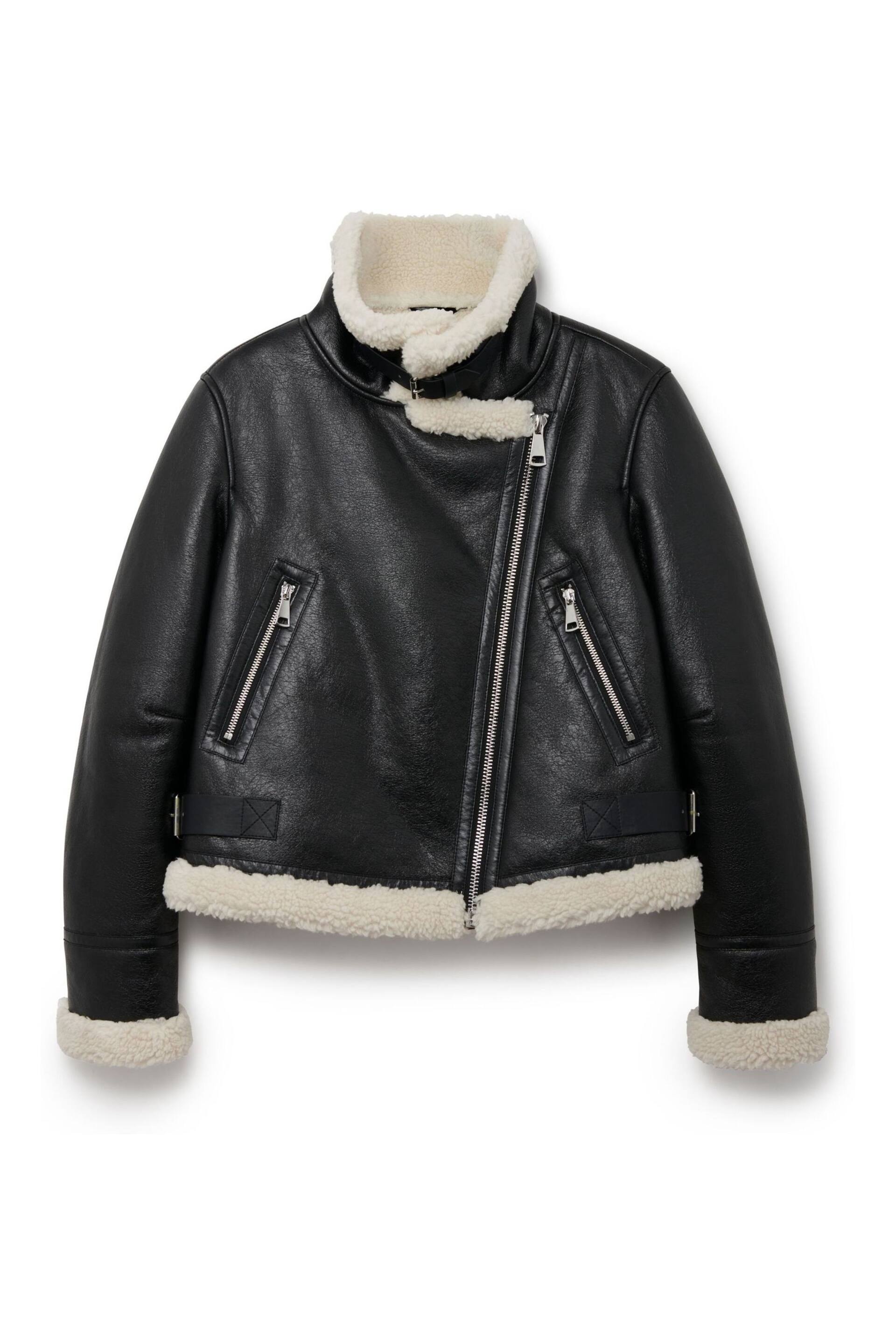 Another Sunday Bonded Aviator Jacket With Faux Fur Lining In Black - Image 4 of 6