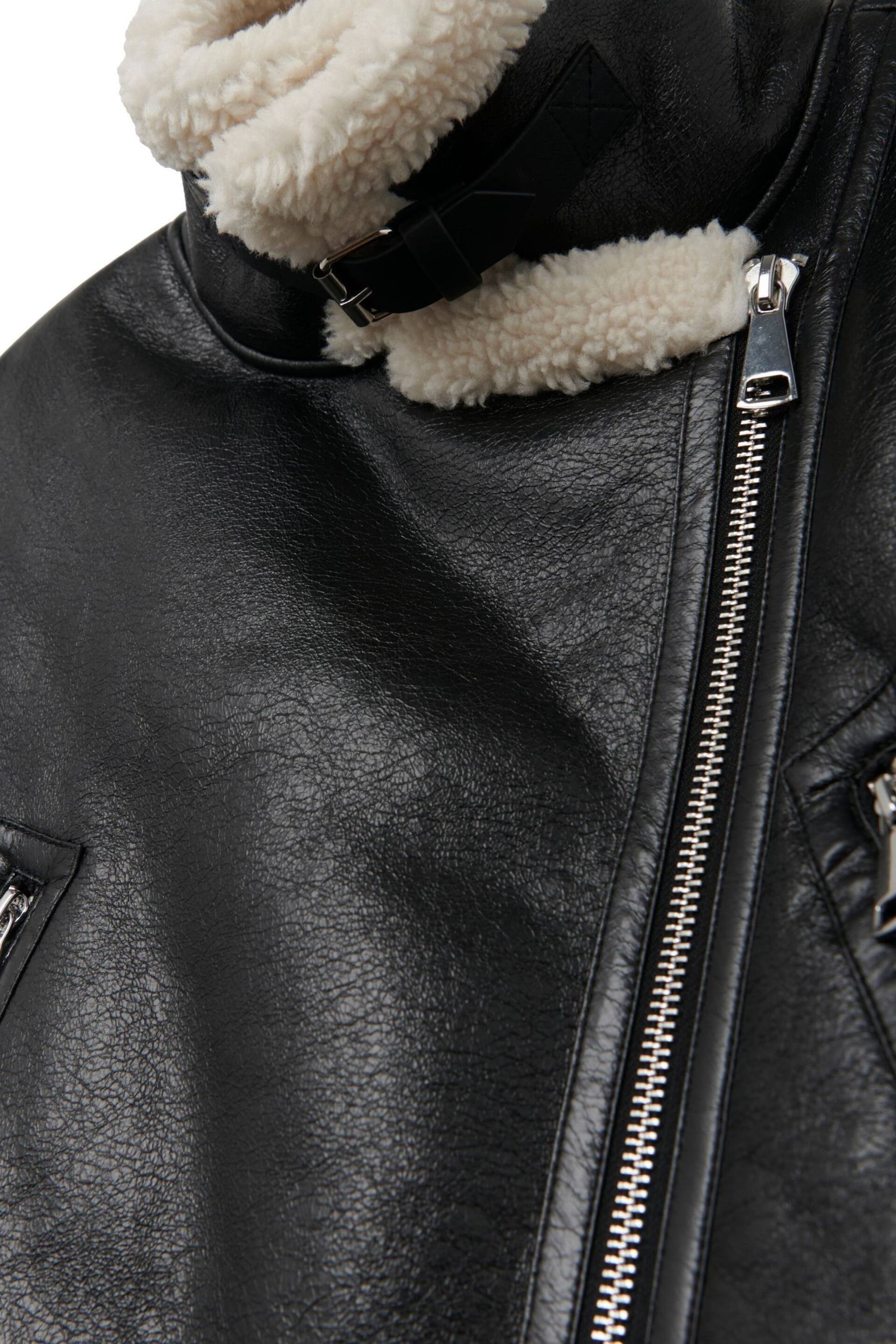 Another Sunday Bonded Aviator Jacket With Faux Fur Lining In Black - Image 6 of 6