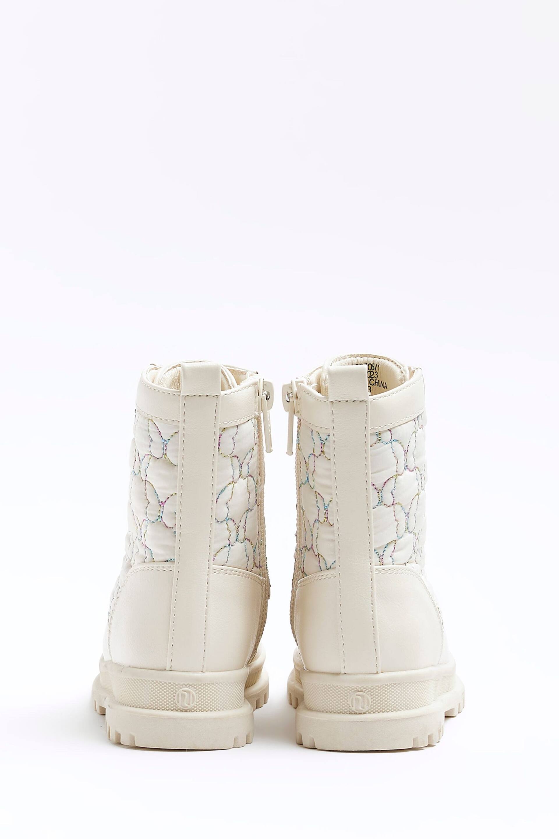 River Island Cream Girls Rainbow Stitch Boots - Image 3 of 4