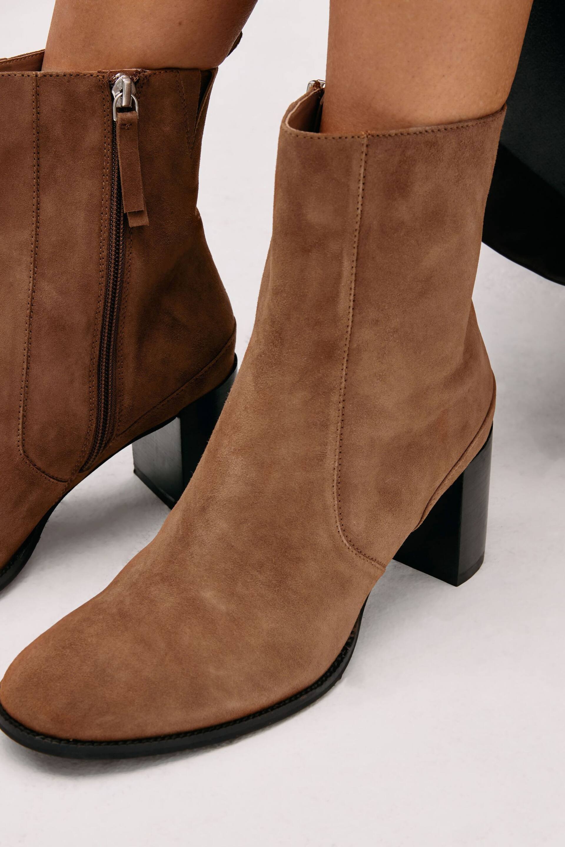 Tan Brown Regular/Wide Fit Forever Comfort® Leather Ankle Heeled Boots - Image 2 of 6