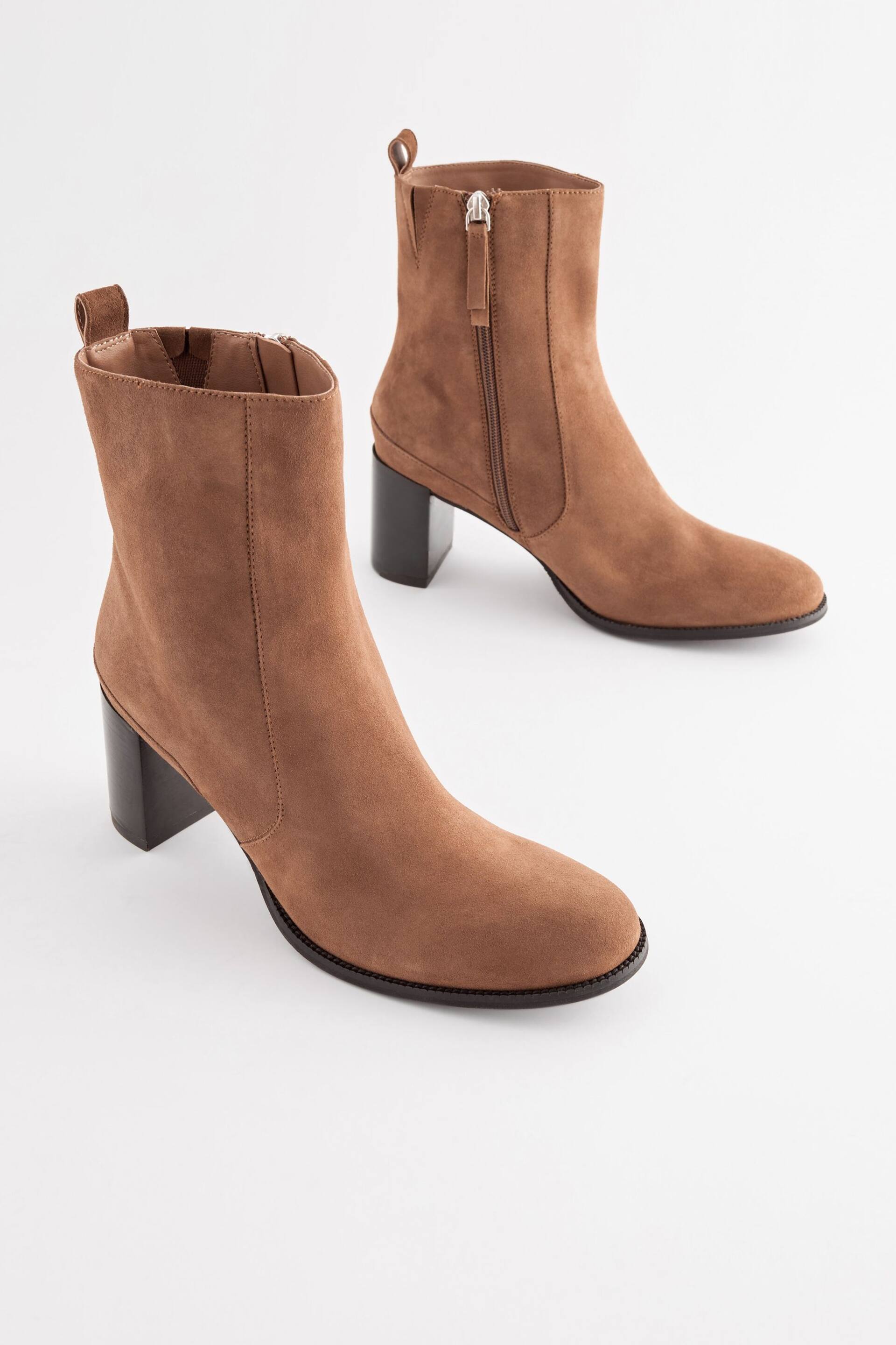 Tan Brown Regular/Wide Fit Forever Comfort® Leather Ankle Heeled Boots - Image 3 of 6