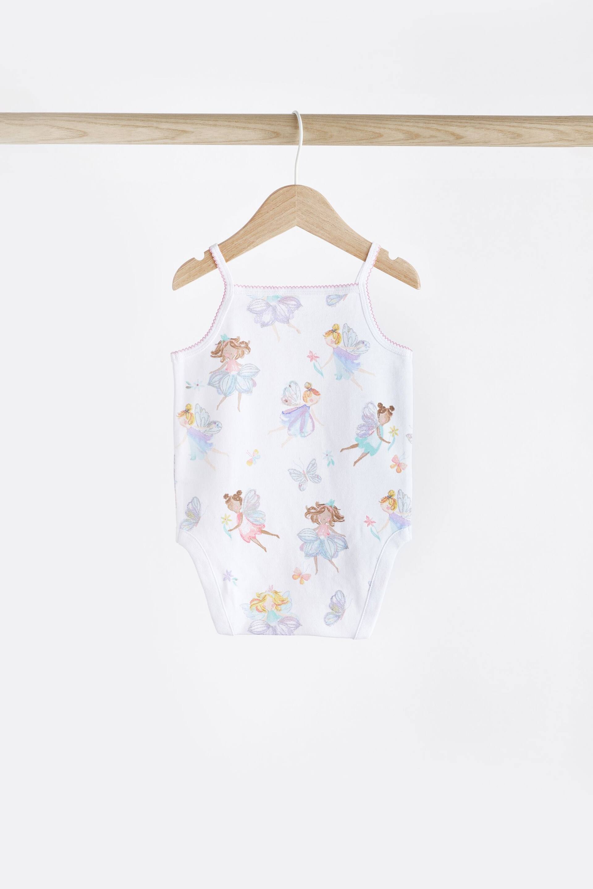 White Fairy Baby Strappy Vest Bodysuits 5 Pack - Image 8 of 12
