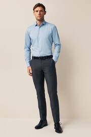 Blue Slim Fit Double Cuff Easy Care Textured Shirt - Image 2 of 8