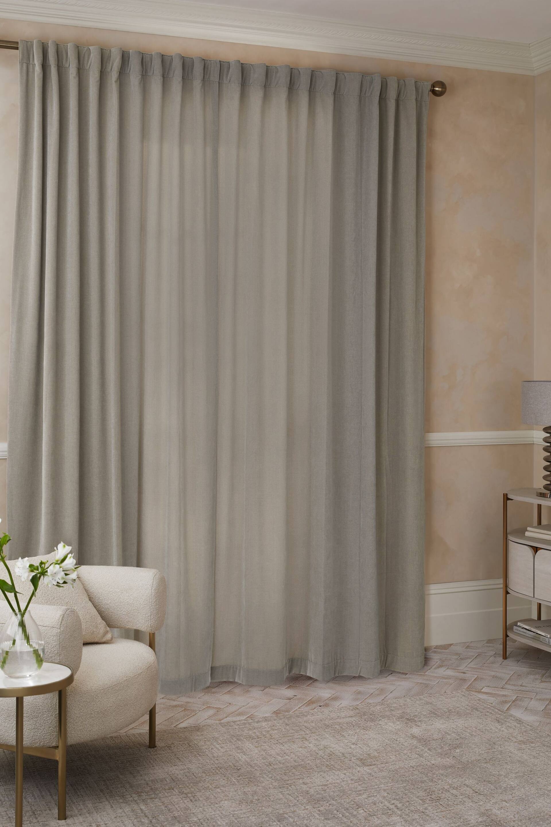Pebble Natural Sumptuous Velvet Hidden Tab Top Lined Curtains - Image 2 of 6