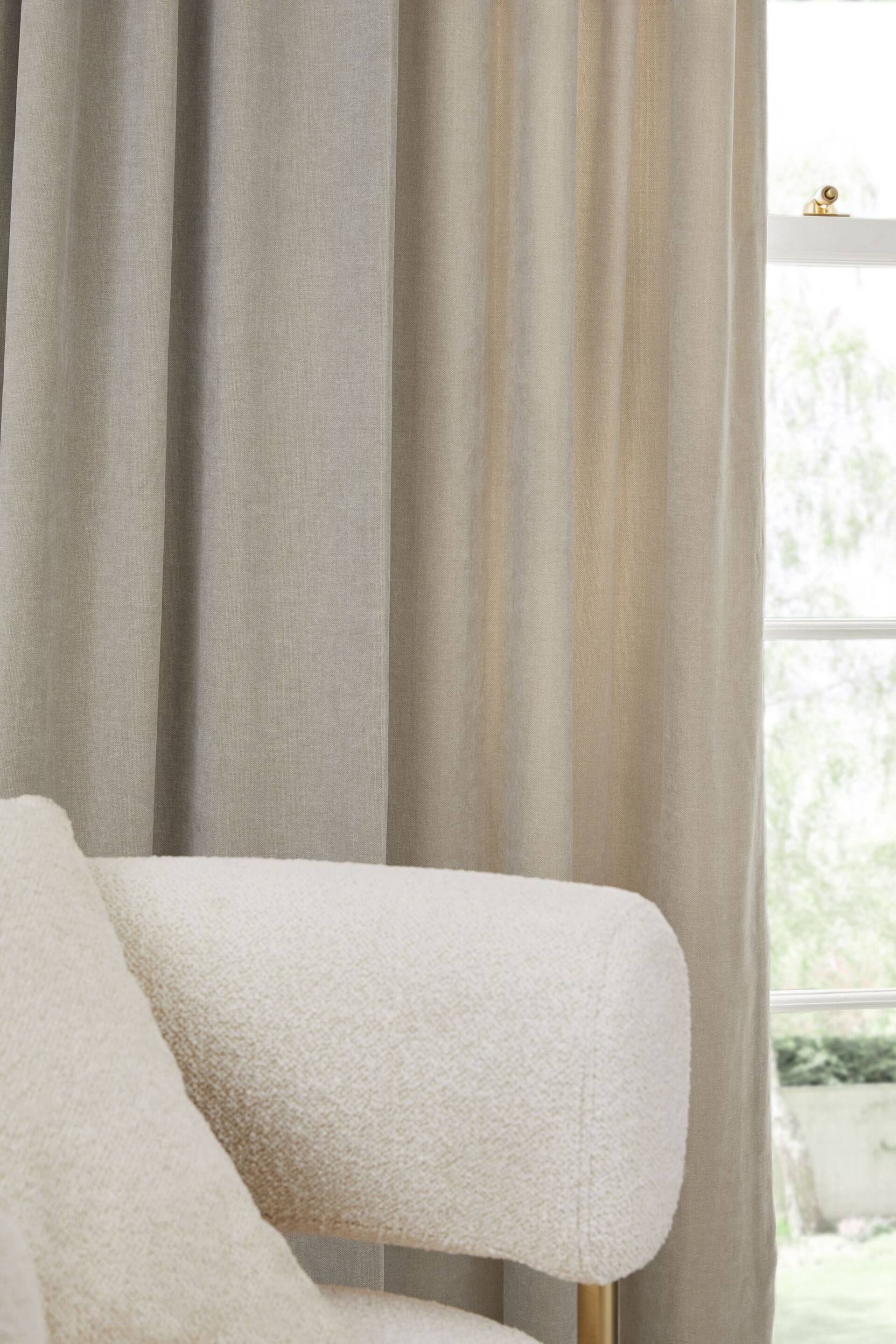 Pebble Natural Sumptuous Velvet Hidden Tab Top Lined Curtains - Image 3 of 6