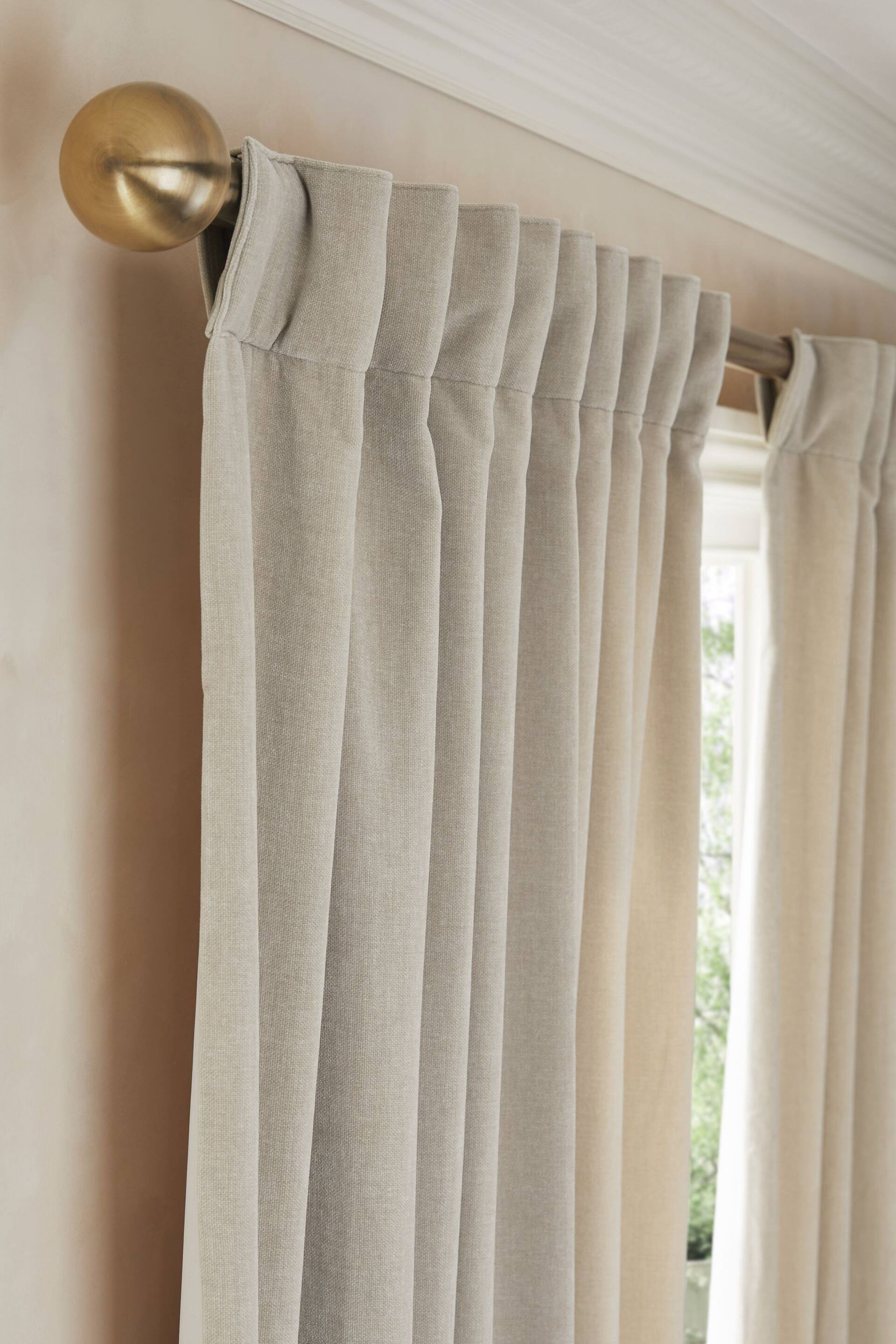 Pebble Natural Sumptuous Velvet Hidden Tab Top Lined Curtains - Image 5 of 6