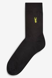 Black Multi Stag 8 Pack Lasting Fresh Embroidered Socks - Image 4 of 10