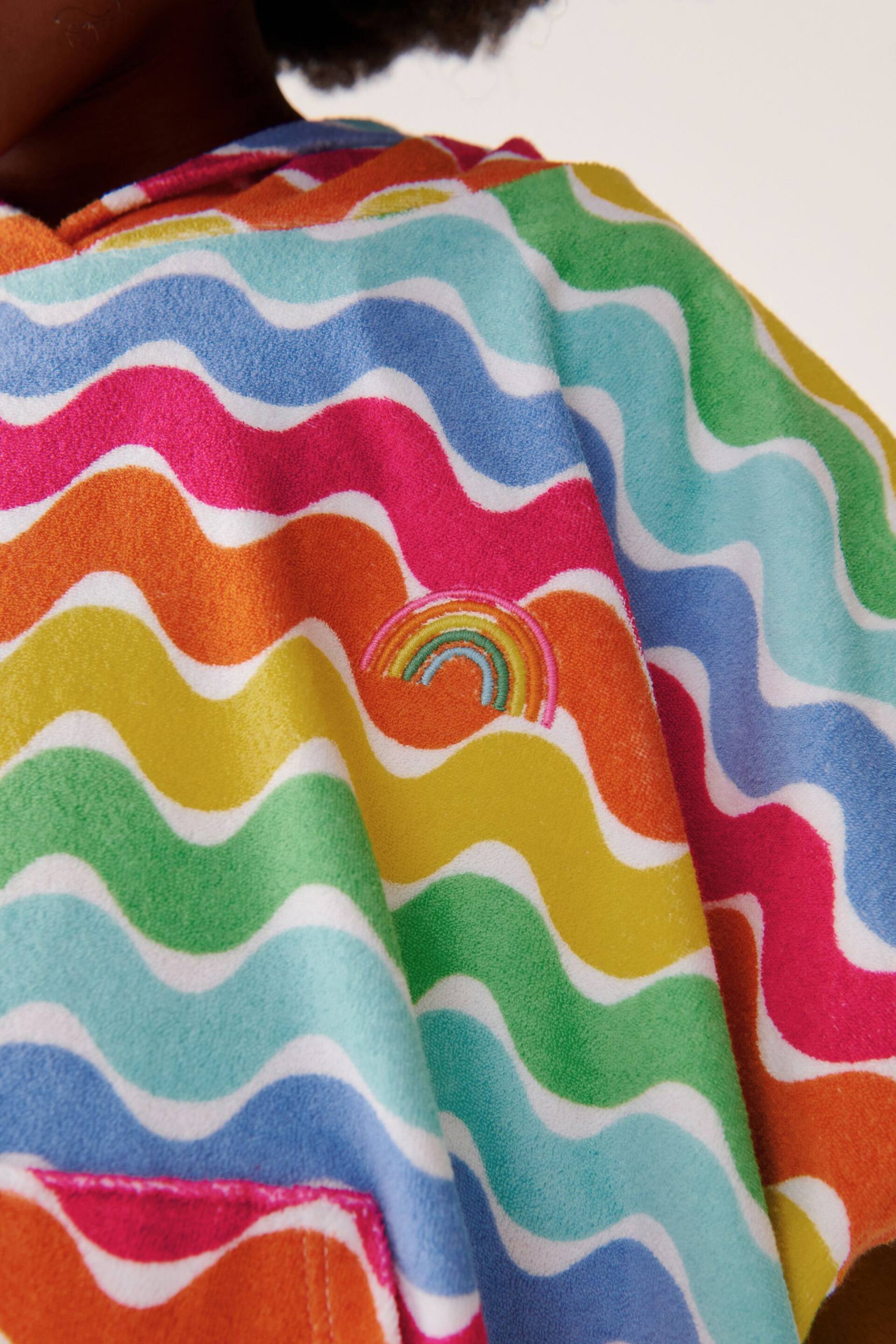 Little Bird by Jools Oliver Multi Pastel Rainbow Hooded Towelling Beach Poncho - Image 4 of 7
