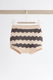 Tan/ Monochrome Zig Zag Stripe Baby Knitted Crochet Top And Shorts Set (0mths-2yrs) - Image 4 of 9