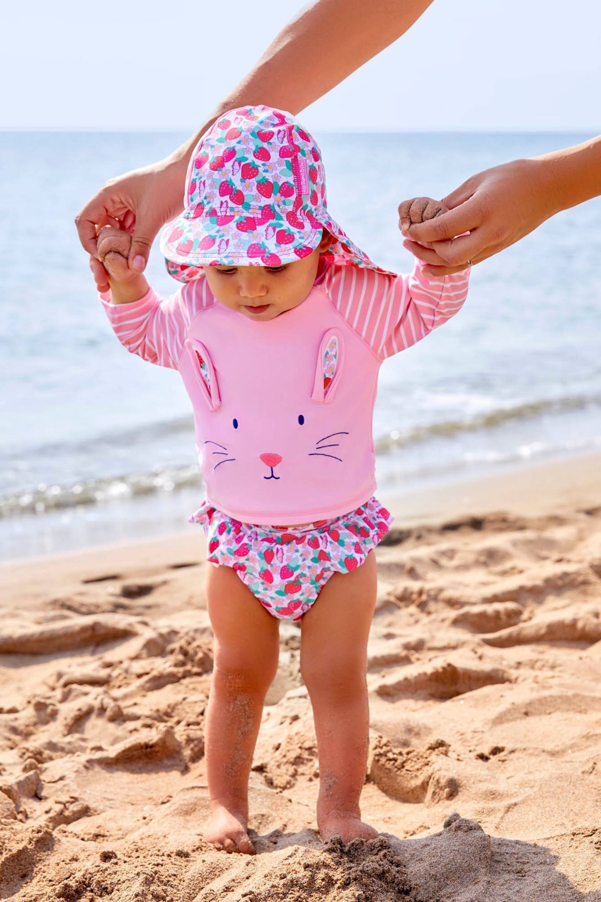 JoJo Maman Bébé Pink Strawberry UPF 50 2-Piece Rash Vest Set - Image 2 of 7