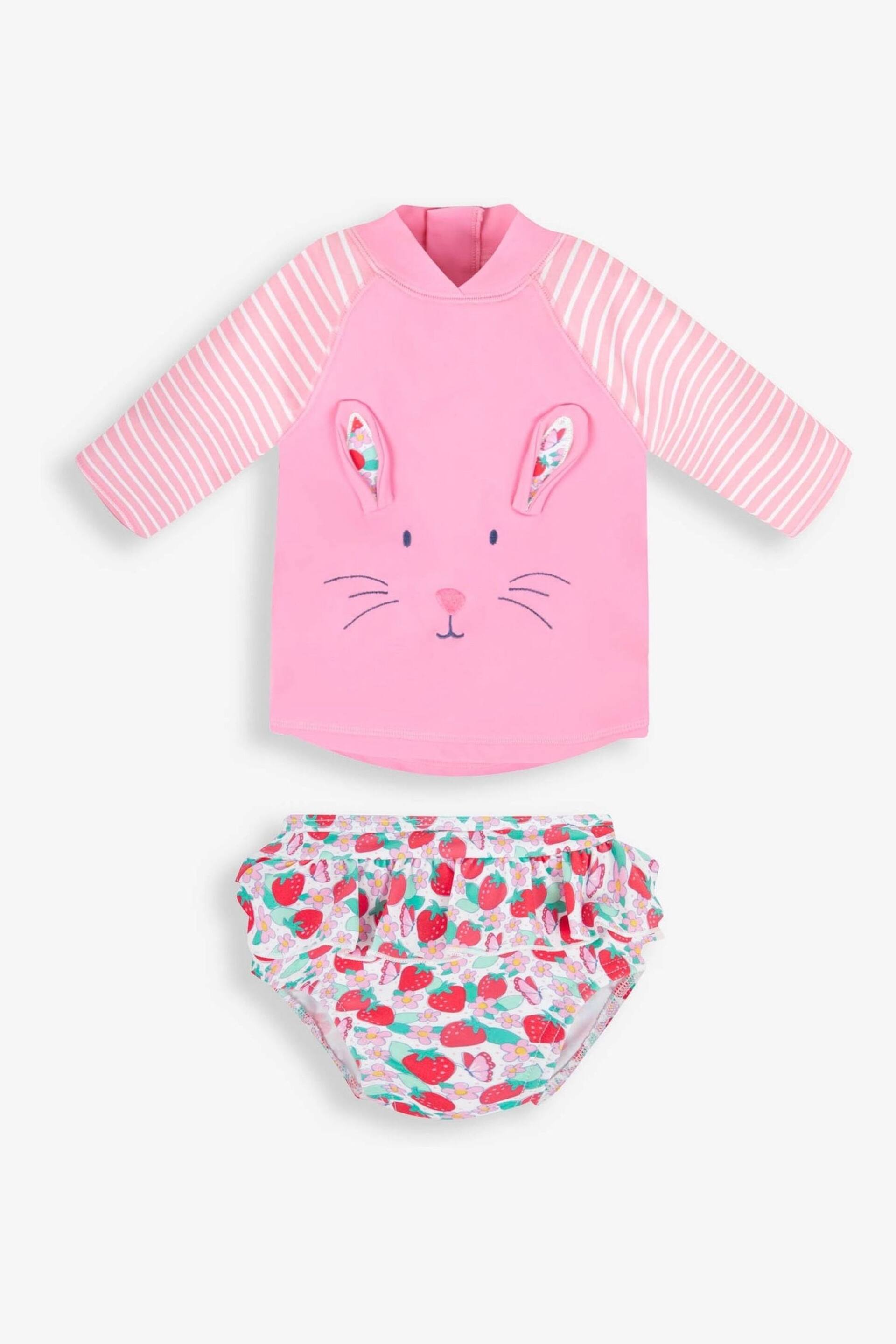 JoJo Maman Bébé Pink Strawberry UPF 50 2-Piece Rash Vest Set - Image 3 of 7