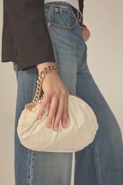 White Leather Snap Clutch Bag - Image 1 of 7