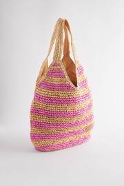 Pink Stripe Straw Shoulder Bag - Image 5 of 9