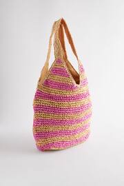 Pink Stripe Straw Shoulder Bag - Image 6 of 9