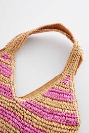 Pink Stripe Straw Shoulder Bag - Image 8 of 9