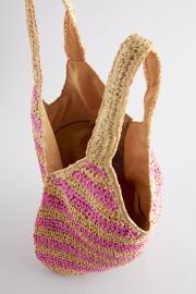 Pink Stripe Straw Shoulder Bag - Image 9 of 9