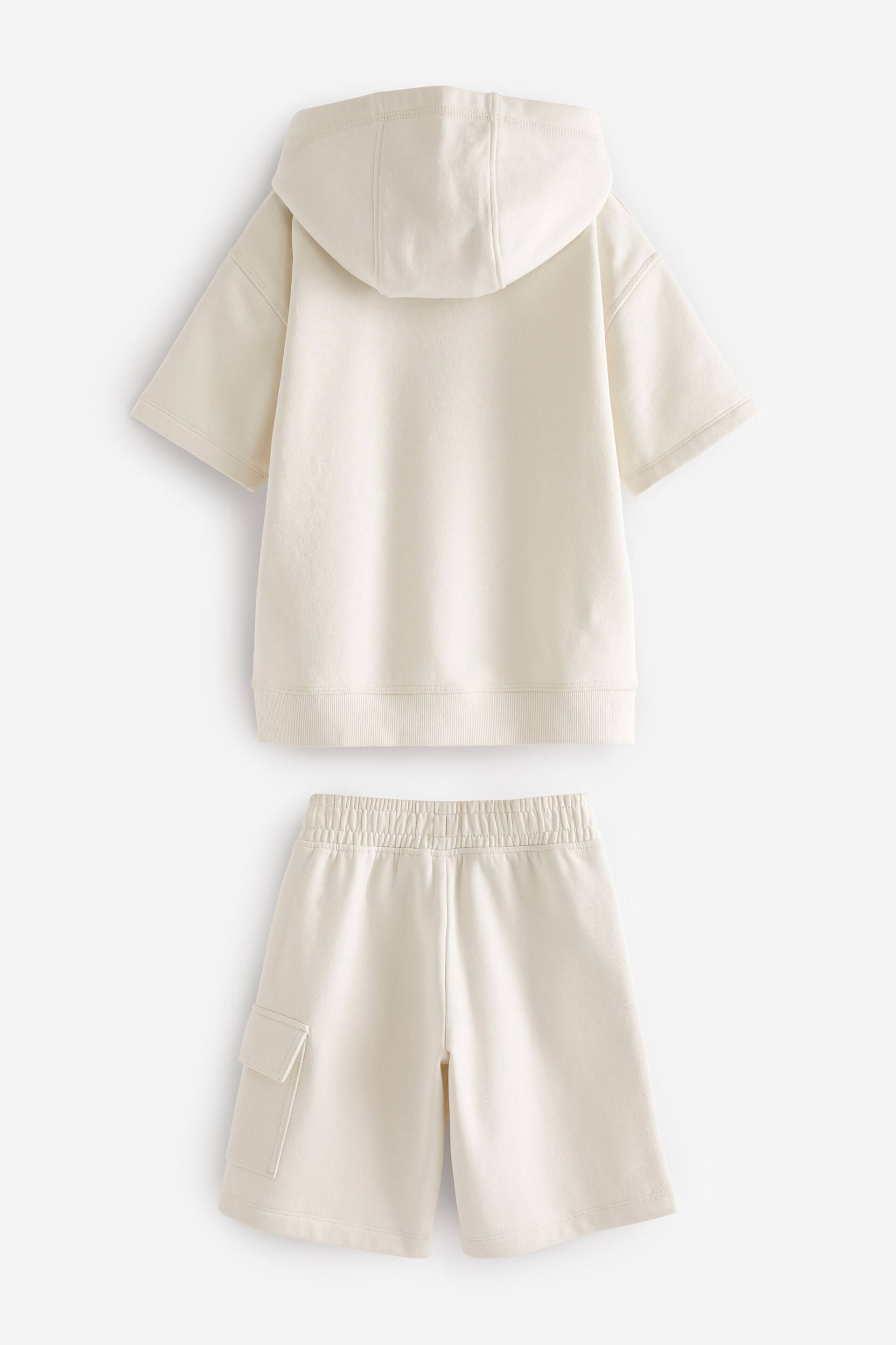 Ecru White Short Sleeve Hoodie and Shorts Set (3-16yrs) - Image 3 of 4