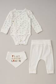 Homegrown White Cotton Bodysuit, Trouser and Bibs Set - Image 1 of 5