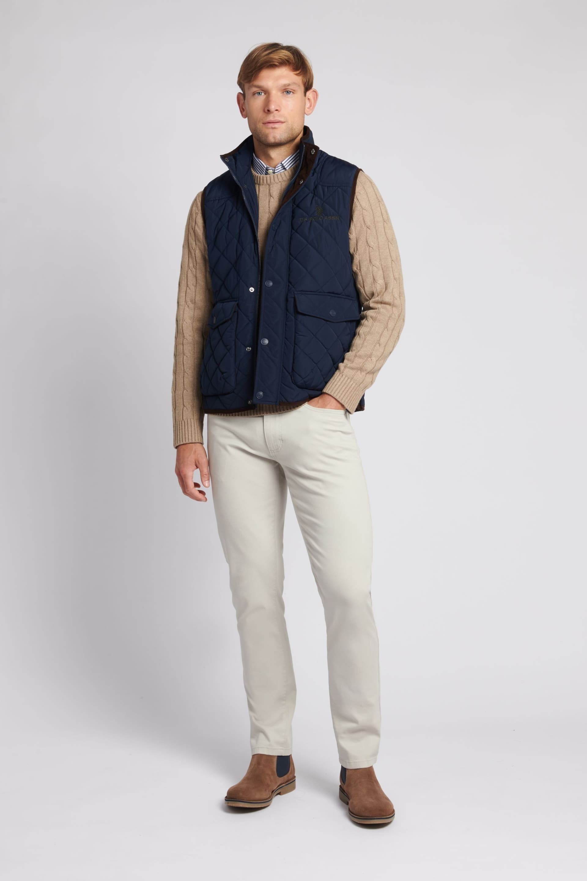 U.S. Polo Assn. Mens Blue Quilted Hacking Gilet - Image 3 of 8