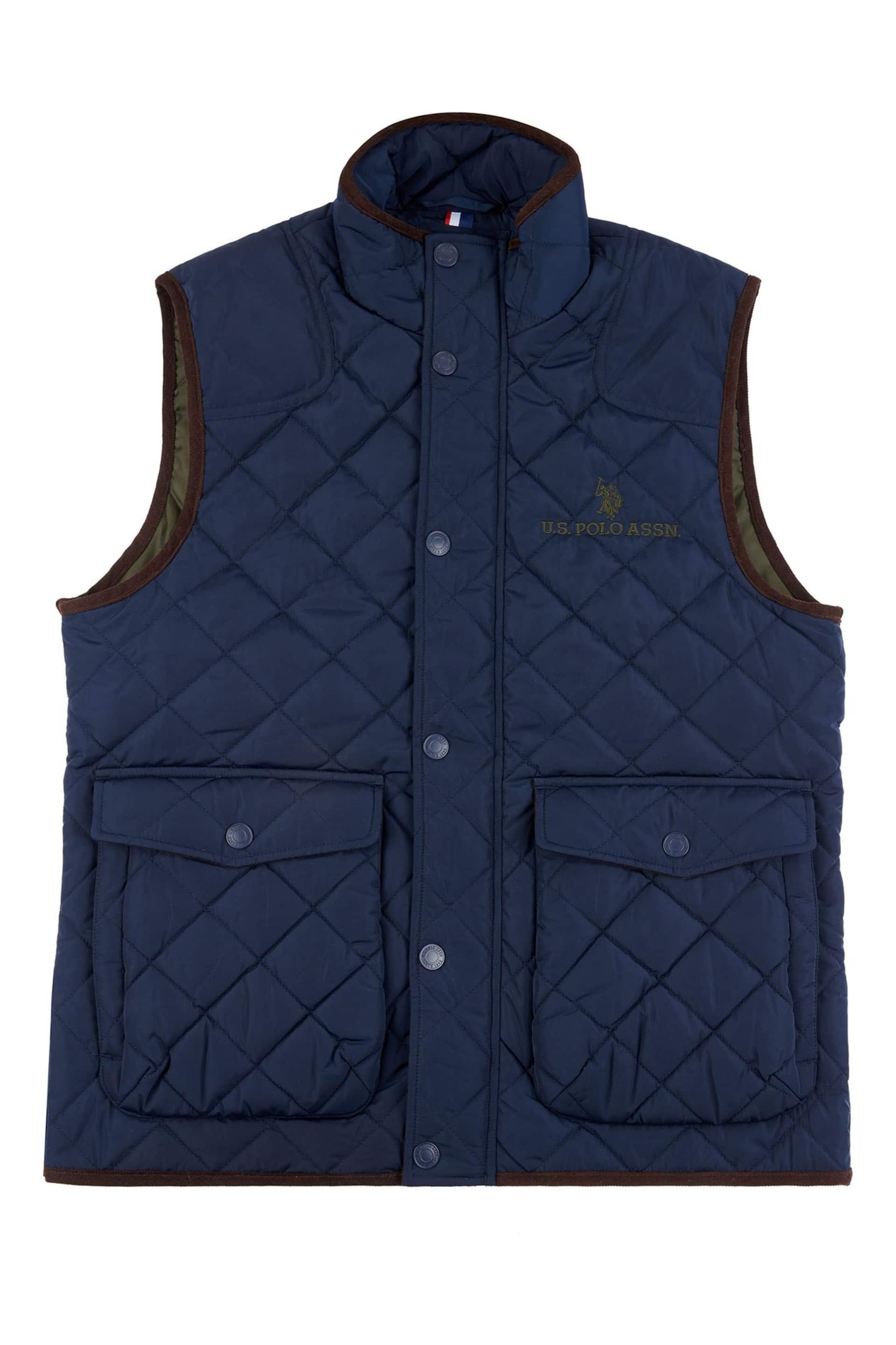U.S. Polo Assn. Mens Blue Quilted Hacking Gilet - Image 6 of 8