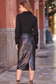 Sosandar Black Sequin Pencil Skirt - Image 2 of 4