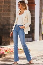 Sosandar Cream Boucle Military Blazer - Image 3 of 5