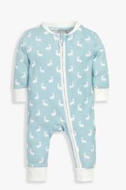 The Little Tailor Baby Front Zip Easter Bunny Print Soft Cotton Sleepsuit - Image 1 of 4