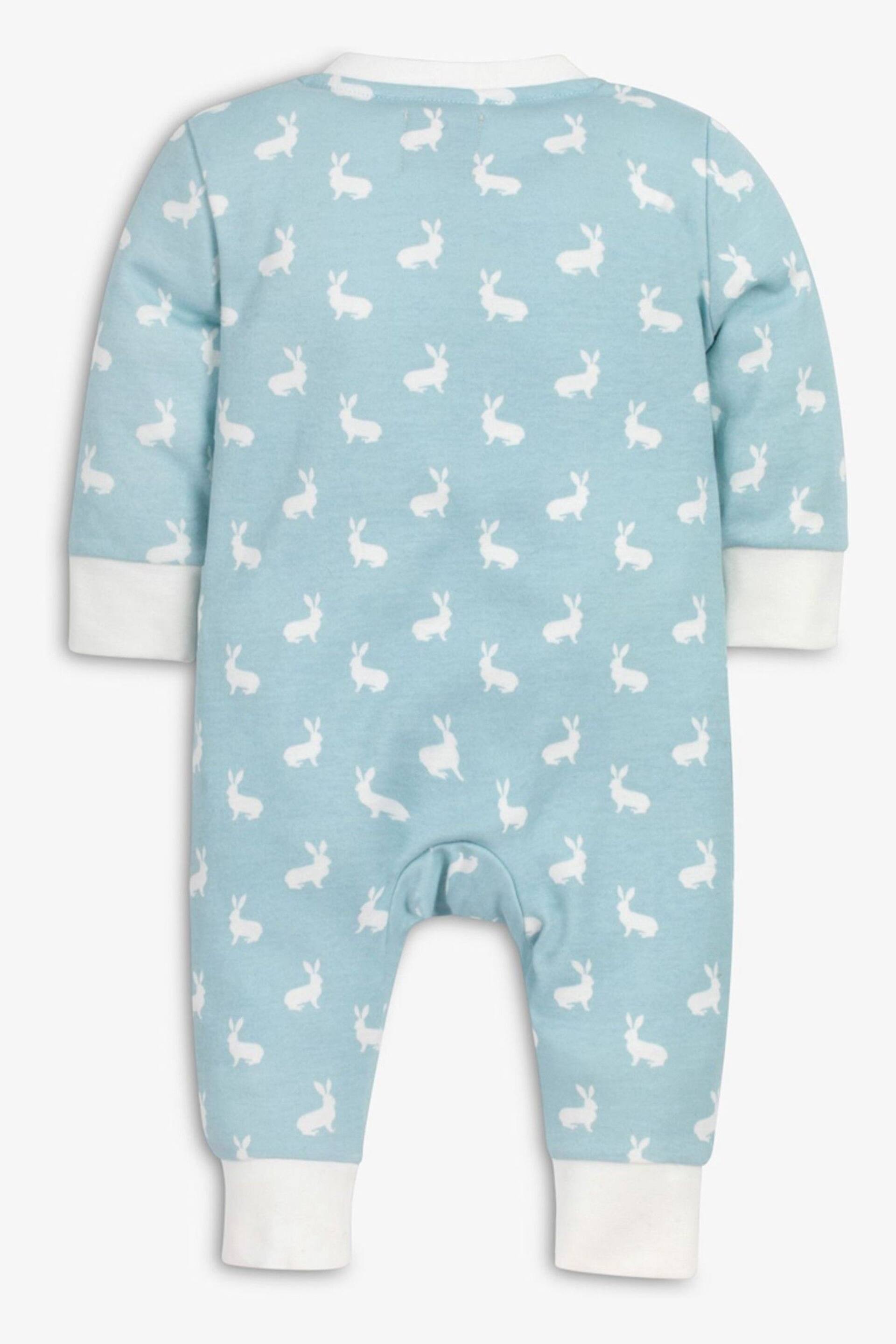 The Little Tailor Baby Front Zip Easter Bunny Print Soft Cotton Sleepsuit - Image 2 of 4