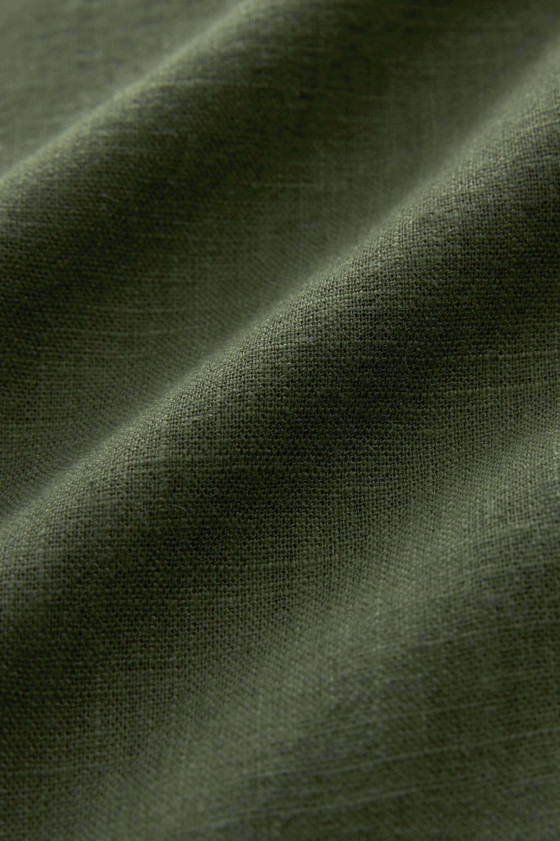 Khaki Green Linen Blend Taper Trousers - Image 6 of 6