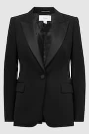 Reiss Black Alia Slim Fit Single Breasted Satin Suit Blazer - Image 2 of 5