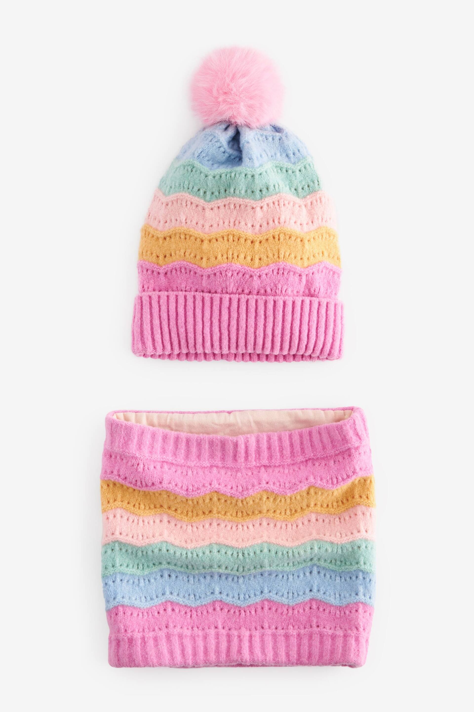 Rainbow Pointelle Hat & Snood Set (1-13yrs) - Image 1 of 3