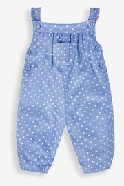 JoJo Maman Bébé Blue Girls' Pretty Spot Cord Dungarees & Top Set - Image 3 of 5