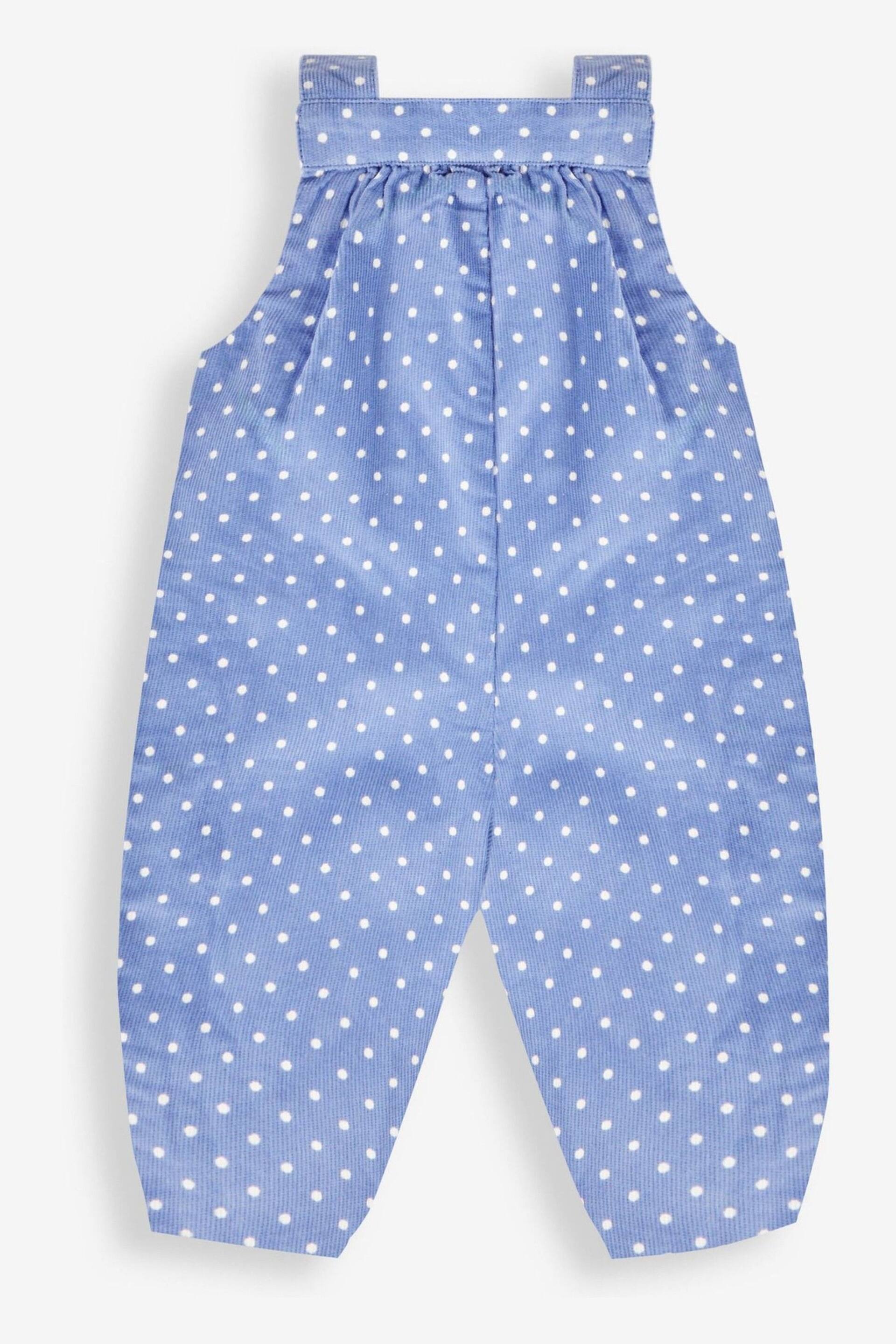 JoJo Maman Bébé Blue Girls' Pretty Spot Cord Dungarees & Top Set - Image 4 of 5