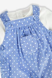 JoJo Maman Bébé Blue Girls' Pretty Spot Cord Dungarees & Top Set - Image 5 of 5