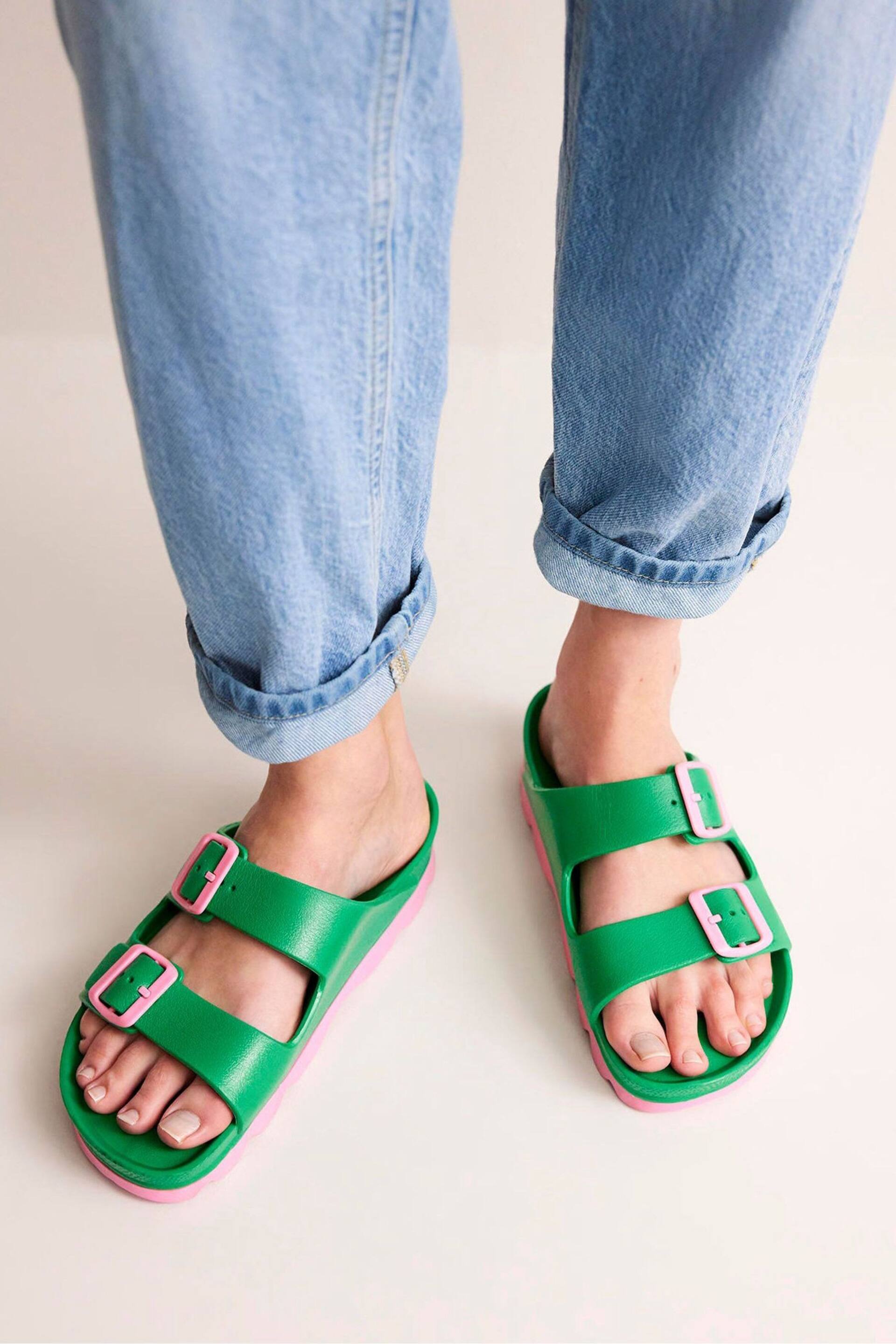 Boden Green Lyla Double Buckle Slides - Image 4 of 5