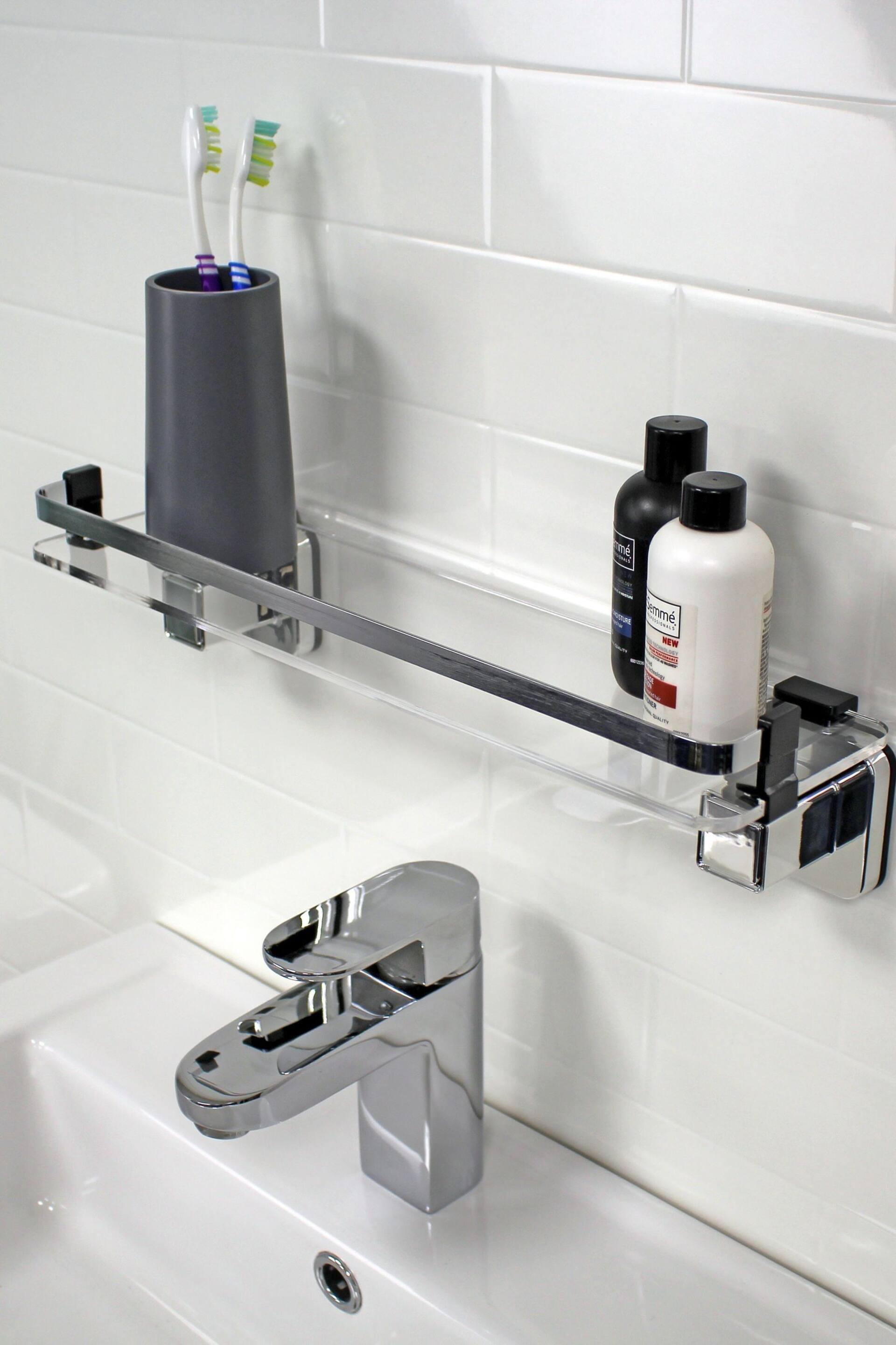 Showerdrape Chrome Suction Wall Mounted Vanity Shelf Pushloc - Image 2 of 5